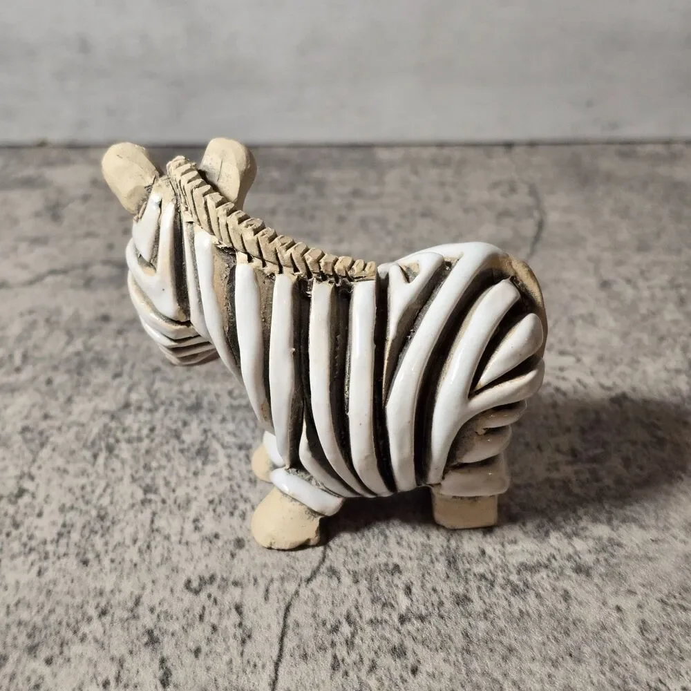 Vintage Artesania Rinconada Zebra Figurine Handmade Uruguay Retired Kitsch